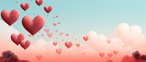 Hearts Adrift in Sunset Sky - Romantic Valentine's Day Backdrop - Love and Affection Theme - Generative AI