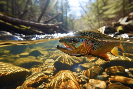 Go-Pro Underwater Photo of Trout in New Hampshire Stream