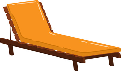 Orange sun lounger on a white background. Simplistic design of a modern outdoor chaise lounge. Relaxation and summer furniture vector illustration.