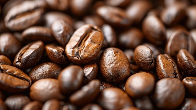 Heap of Fresh Roasted Coffee Beans for Brewing and Enjoying Your Daily Cup of Joe