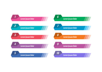 ten steps colorful bar banner template. technological banner template. banner set for internet, web, magazine