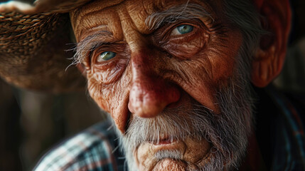 A portrait of an old man with wise eyes expressing the rich experience of life