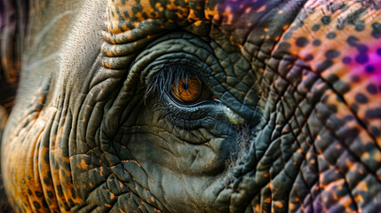 Fototapeta premium The eye of an elephant, full of wisdom and boundless compassion, reflecting the antiquity and myst