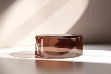 Round glossy brown transparent acrylic podium table