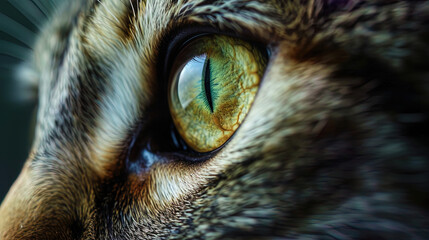The mysterious eye of a cat, in which a mysterious and incomprehensible depth flies, like a window