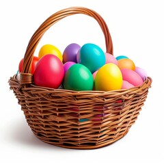 Basket Filled With Colorful Eggs for Easter Celebration