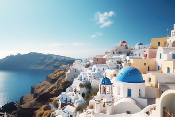 Santorini Greece romantic holiday destination  - obrazy, fototapety, plakaty