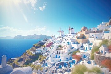 Santorini Greece romantic holiday destination  - obrazy, fototapety, plakaty