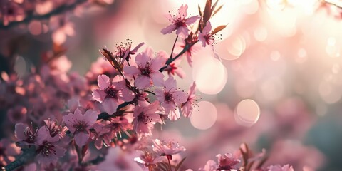 spring blooms in a plum tree. shallow depth of field. Prunus pissardii. spring mood - obrazy, fototapety, plakaty