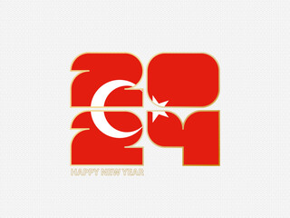 Abstract numbers 2024 with flag of Turkey.