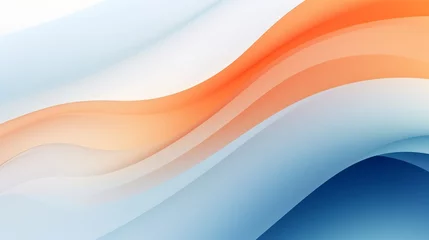 Foto auf Alu-Dibond Abstract Waves: Minimalistic Clean Background in Orange, Blanc, and Blue AI Generated © Alex