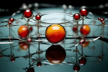 Fotobehang Documenting the arrangement of atoms in a water molecule, highlighting its essential role in sustaining life. Metamorphosis, life, happiness © Лариса Лазебная