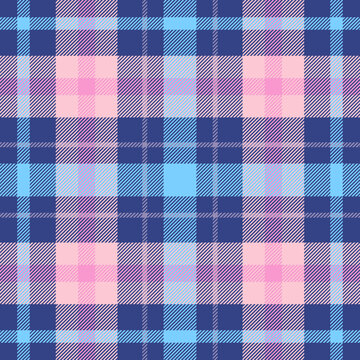 Plaid seamless pattern. Repeating checker fabric for design prints plaids. Repeated check ekose. Checks square line. Vichi cloth. Tartan repeat textile. Scottish madras flannel. Vector illustration