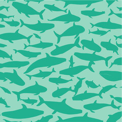 Seamless pattern with whales, vector
