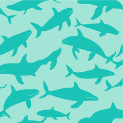 Obraz premium Seamless pattern with whales, vector