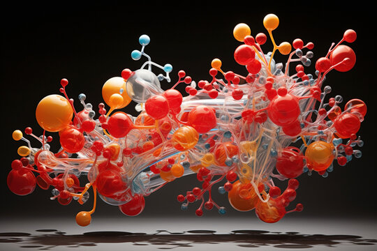 Documenting the intricate arrangement of molecules in a hemoglobin protein, showcasing its role in oxygen transportation. Metamorphosis, life, happiness