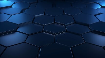 Hexagonal Dark Blue Navy Background Texture with Radial Center Space AI Generated