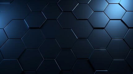 Hexagonal Dark Blue Navy Background Texture with Radial Center Space AI Generated