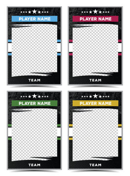 Hockey player trading card frame border template design flyer