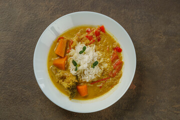 vegan Thai curry by Dana Anghel on white plate