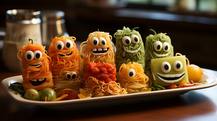 Spaghetti Smiles for a Creative Meal. Funny Food