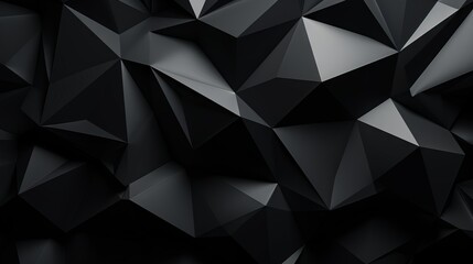 Abstract Black Crystal Background with Faceted Texture AI Generated