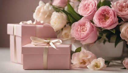 Elegant Gift Boxes with Blossoming Flowers