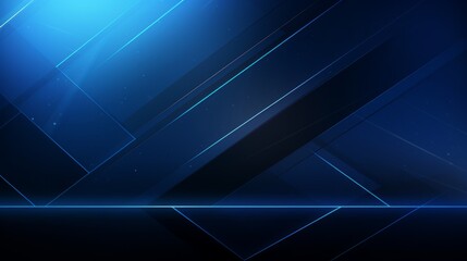 Futuristic Elements on Dark Blue Color Banner with Geometric Blue Gradient Texture AI Generated