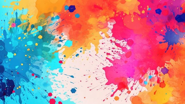 Colorful smooth splashes of paint watercolor style on a white background. Generate AI image