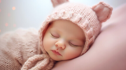 Close-up portrait of a newborn sleeping baby