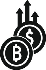 Digital money rise icon simple vector. Payment chart. Platform fusion customer