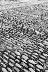 Ancient cobblestone road in the city