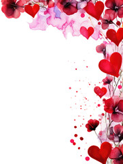 Beautiful Love Hearts Valentine theme border Transparent background