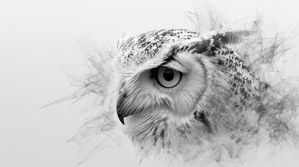 Fototapeta premium White owl on a white background. 