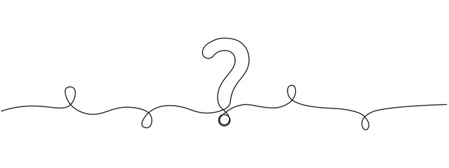 Continuous line drawing question mark . Hand drawn admiration signs. Vector illustration