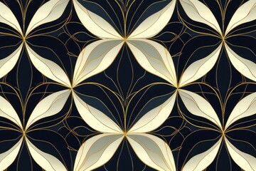 Ornate Geometric Petals Grid, Abstract Vector Seamless Pattern