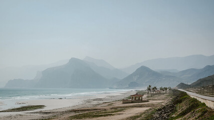 view Al Mughsail Beach the most famous tourist attraction in salalah, Oman.