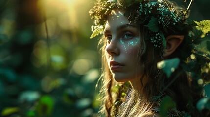 fantasy young woman in woods