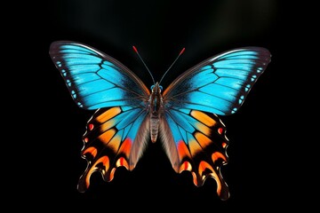 Vibrant butterfly flying alone with a transparent background. Generative AI