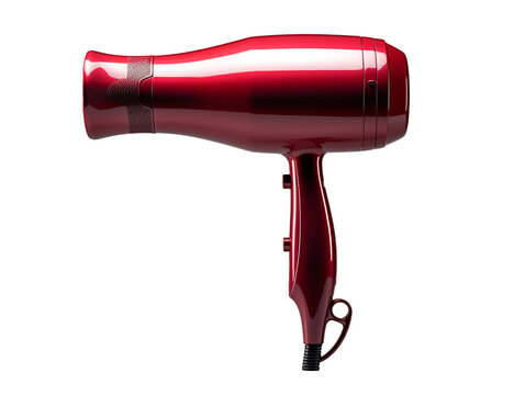 a red hair dryer with a handle