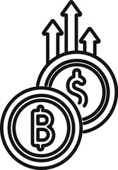 Digital money rise icon outline vector. Payment chart. Platform fusion customer