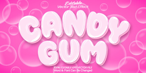 Candy Gum Vector Text Effect Editable Alphabet Sweet Pink Sugar Bubblegum