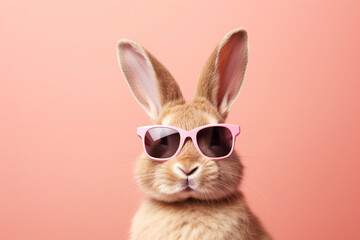 a rabbit wearing sunglasses - obrazy, fototapety, plakaty