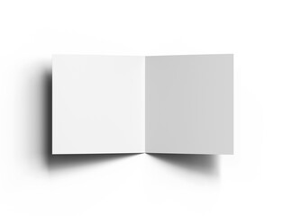 Blank Half Fold square brochure render on transparent background