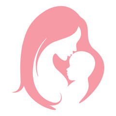 Isolated abstract silhouette of mother and newborn Vector