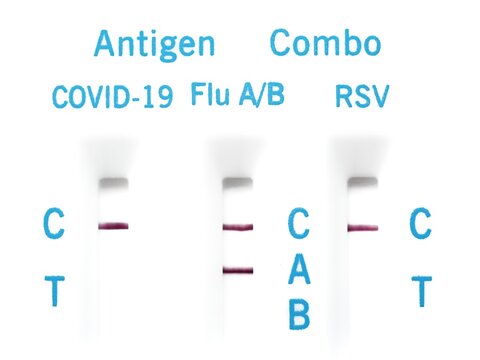 Rapid triple antigen test cassette. Flu A positive result