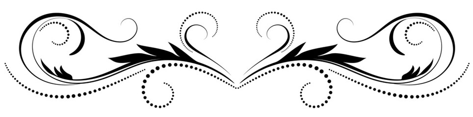 Floral ornament with leaves and abstract lines. Graceful element for decor and greeting or invitation card design