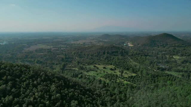 Aerial view of bautiful sunrise at mountain in Thailand