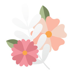 Isolated group of colored flowers and leaves Vector