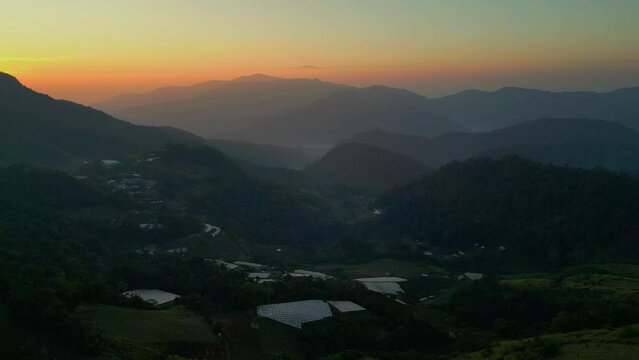 Beautiful sunrise at the mountain in Thailand
